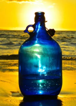 Blauw glas 5 liter met beugeldop